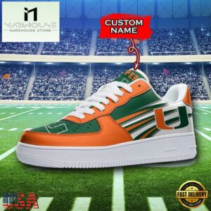 Personalized Name NCAA Miami Hurricanes Air Force 1 Shoes