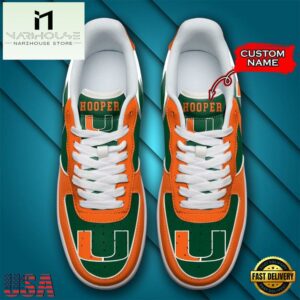 Personalized Name NCAA Miami Hurricanes Air Force 1 Shoes