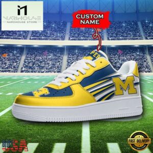 Personalized Name NCAA Michigan Wolverines Air Force 1 Shoes