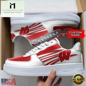 Personalized Name NCAA Wisconsin Badgers Air Force 1 Shoes