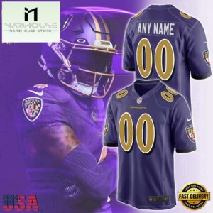 Personalized NFL Baltimore Ravens Purple Rises Football Jersey
