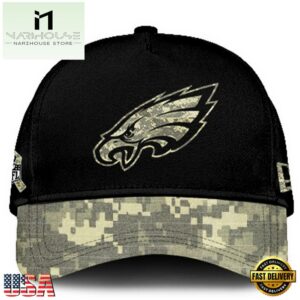 Philadelphia Eagles 2024 Salute to Service Club Black Camo Cap Gift For Veteran