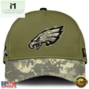 Philadelphia Eagles 2024 Salute to Service Club Green Camo Cap Gift For Veteran