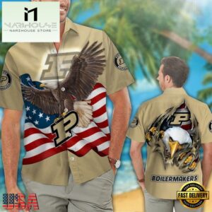 Purdue Boilermakers Eagle US Flag Hawaiian Shirt