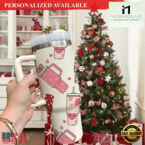 Retro Obsessive Cup Disorder Tumbler Valentines Love Heart Tumbler 40oz - 40oz Tumbler with Handle