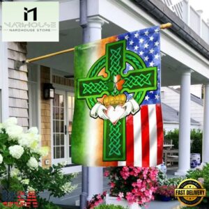 Saint Patricks Day Irish American Celtic Cross House And Garden Flag Decor
