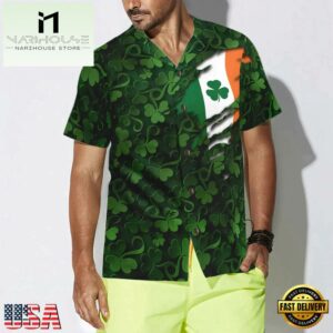 Saint Patrick'S Day Shamrock Celtic Cross Harp Irish Hawaiian Shirt
