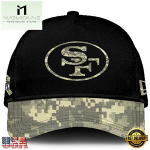 San Francisco 49ers 2024 Salute to Service Club Black Camo Cap Gift For Veteran
