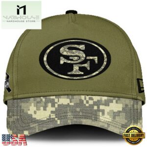San Francisco 49ers 2024 Salute to Service Club Green Camo Cap Gift For Veteran