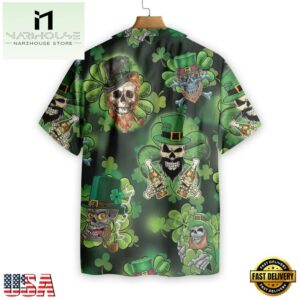 Shamrock Skull St Patricks Day Luck Of The Irish Aloha Hawaiian Shirt