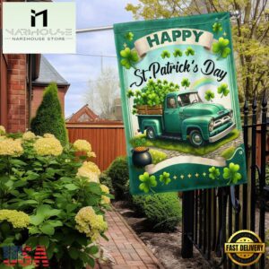 Shamrock Truck Happy St Patrick's Day House And Garden Flag