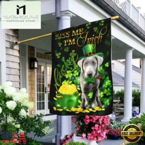 Silver Labrador Kiss Me I'm IrishHouse And Garden Flag Decor