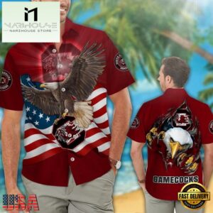South Carolina Gamecocks Eagle US Flag Hawaiian Shirt