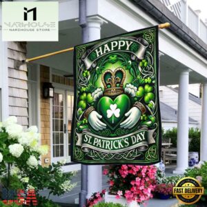 St. Patrick's Day Claddagh Symbol and Shamrocks House And Garden Flag