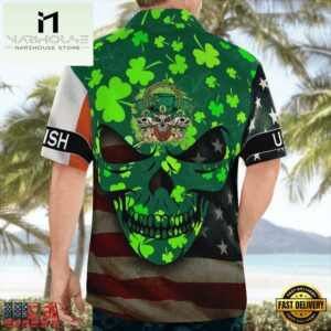 St. Patrick'S Day Full Skull Art And Drinking Skull Irish Flag American Flag Hawaii Shirt
