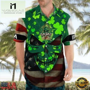 St. Patrick'S Day Full Skull Art And Drinking Skull Irish Flag American Flag Hawaii Shirt