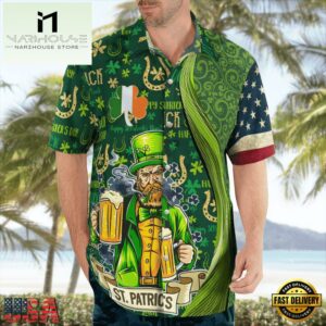 St Patrick'S Day Good Luck Shamrock Drinking Man Hawaii Shirt