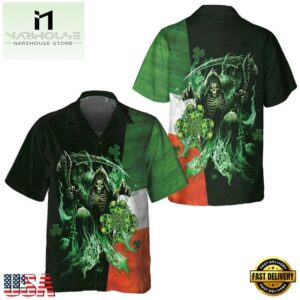 St Patrick'S Day Irish Grim Reaper Aloha Hawaiian Shirts