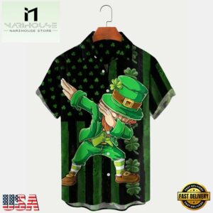 St Patrick'S Day Shamrock Flag Print Mens Hawaiian Shirt