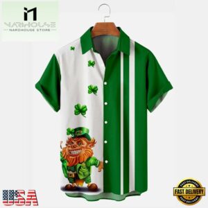 St Patrick'S Day Shamrock Flag Print Mens Hawaiian Shirt