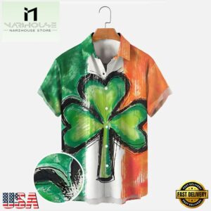 St. Patrick'S Day Shamrock Mens Hawaiian Shirts, Saint Patrick Mens Shirts
