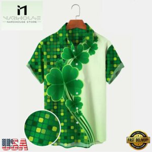 St. Patrick'S Day Shamrock Print Mens Hawaiian Shirt