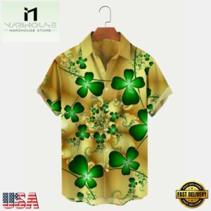St. Patrick'S Day Shamrock Print Mens Hawaiian Shirt
