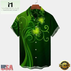 St. Patrick'S Day Short Sleeve Casual Shirt, Shamrock Shirt, Irish Hawaiian Shirt