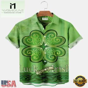 St. Patrick'S Day Short Sleeve Casual Shirt, Shamrock Shirt, Irish Hawaiian Shirt