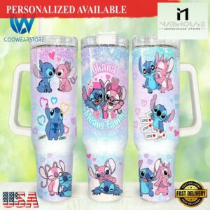 Stitch Cartoon Valentines 40oz Tumbler Wrap Happy Valentines Day - 40oz Tumbler with Handle