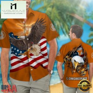 Texas Longhorns Eagle US Flag Hawaiian Shirt