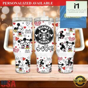 Valentine Mickey And Minnie Tumbler Disney Coffee - 40oz Tumbler with Handle