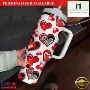 Valentines 40oz Tumbler Happy Valentines Day Tumbler 40oz Couple Love 40oz Tumbler - 40oz Tumbler with Handle