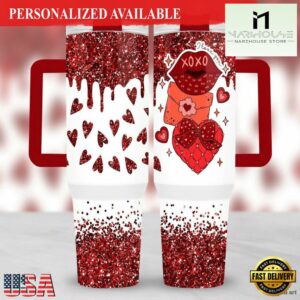 Valentines Day 40oz Tumbler Wrap Glitter Love 40 oz Quencher - 40oz Tumbler with Handle