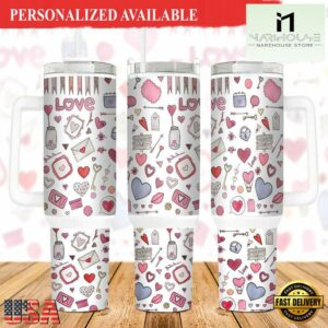 Valentines Pattern 40 oz 2 piece Tumbler Wrap Valentines day - 40oz Tumbler with Handle