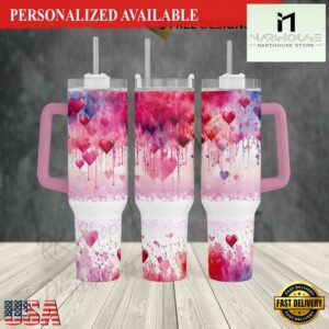 Valentine's pink-red heart balloons 40oz Tumbler - 40oz Tumbler with Handle