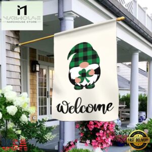 Welcome St. Patricks Day Gnomes House And Garden Flag Decor