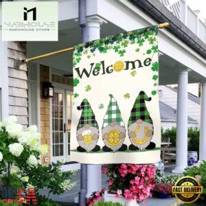 Welcome St. Patrick's Day Gnomes Saint Gnomes House And Garden Flag Decor
