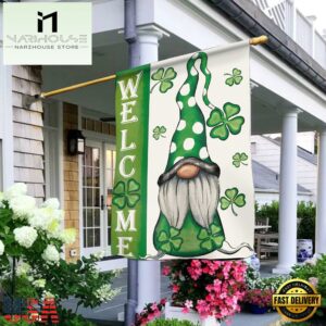 Welcome St. Patricks Day Gnomes St Gnomes House And Garden Flag Decor