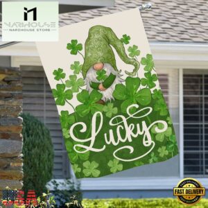 Welcome St. Patricks Day Lucky Gnome Saint House And Garden Flag Decor