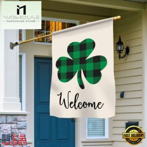 Welcome St. Patricks Day Shamrock CloverHouse And Garden Flag Decor