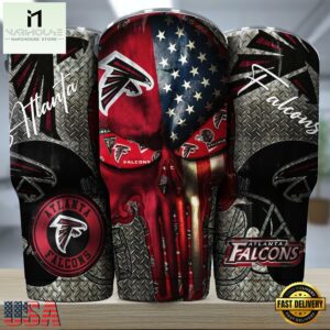 Atlanta Falcons NFL Skull Iron Pattern Tumbler