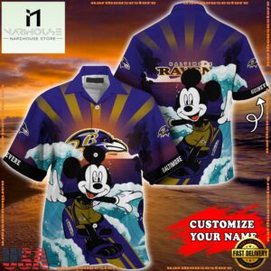 Baltimore Ravens Special Mickey Mouse Movies Design Summer Hawaiian Shirt, NFL Aloha Shirt