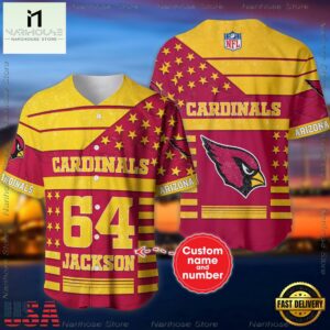 Custom Name And Number Arizona Cardinals NFL American Flag Baseball Jersey Shirt