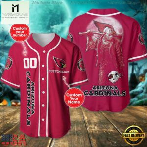 Custom Name And Number Arizona Cardinals NFL Horror 3D Baseball Jersey Shirt