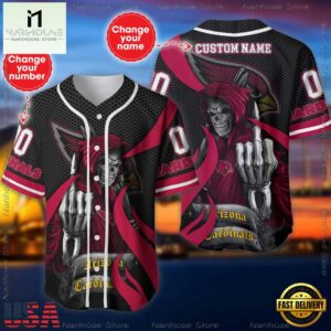 Custom Name And Number Arizona Cardinals NFL Skull Death 3D Baseball Jersey Shirt