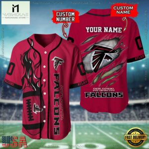 Custom Name And Number Atlanta Falcons NFL Football Team Baseball Jersey Shirt