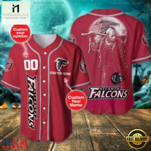 Custom Name And Number Atlanta Falcons NFL Horror 3D Baseball Jersey Shirt