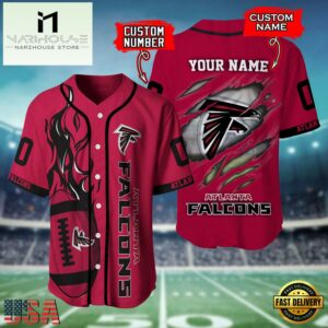 Custom Name And Number Atlanta Falcons NFL Team Sport Baseball Jersey Shirt