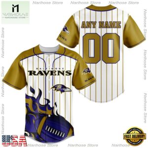Custom Name And Number Baltimore Ravens NFL 3D Baseball Jersey Shirt